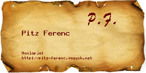 Pitz Ferenc névjegykártya