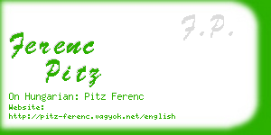 ferenc pitz business card